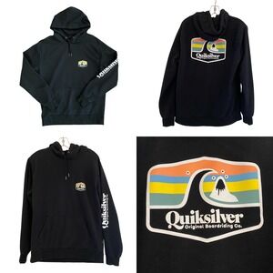 Quiksilver Townhall Hoodie Pullover Sweatshirt Boardriding Surf Black Y2K Medium